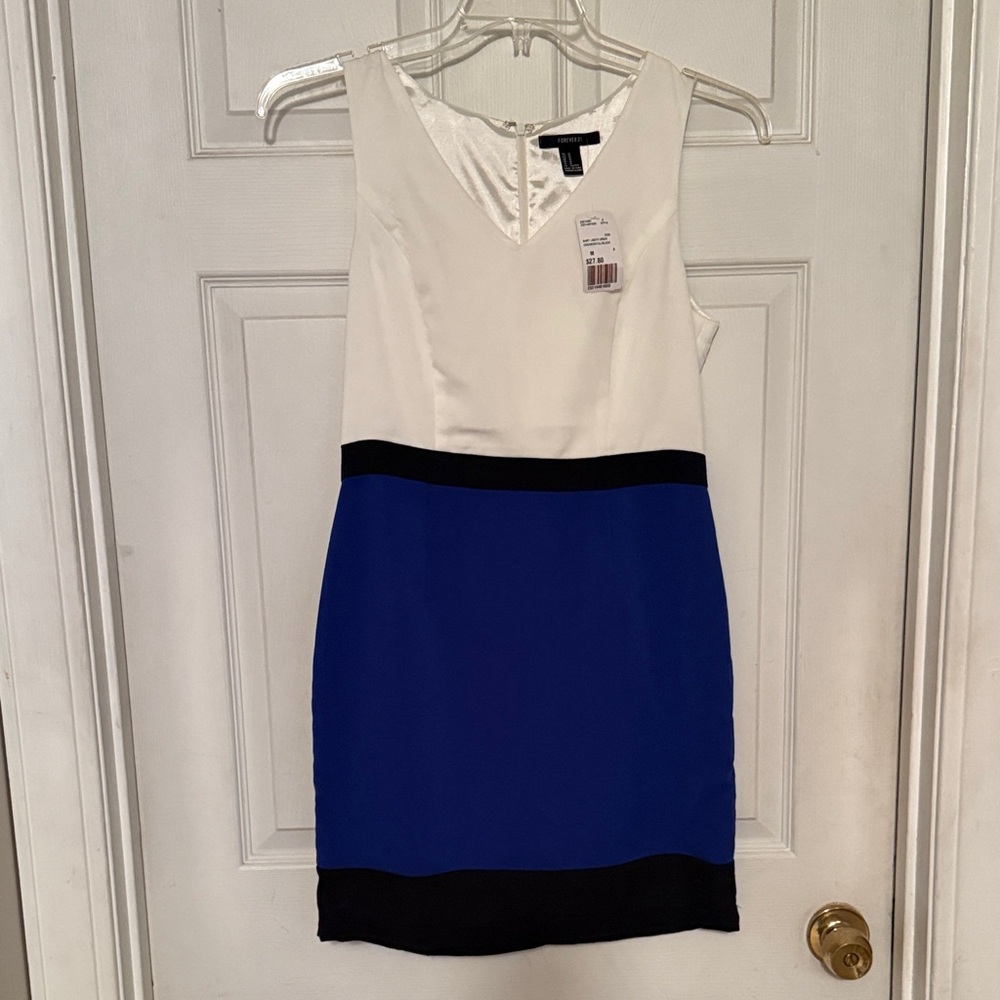 H&M White and Blue Mini Dress